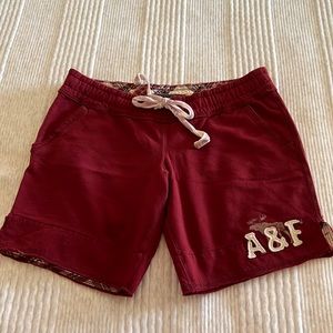 Abercrombie and Fitch red soft shorts with velvet ties